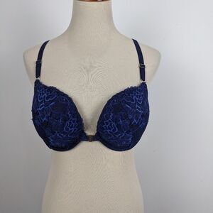 La Vie En Rose Blue Lace Pushup Bra Size 36C